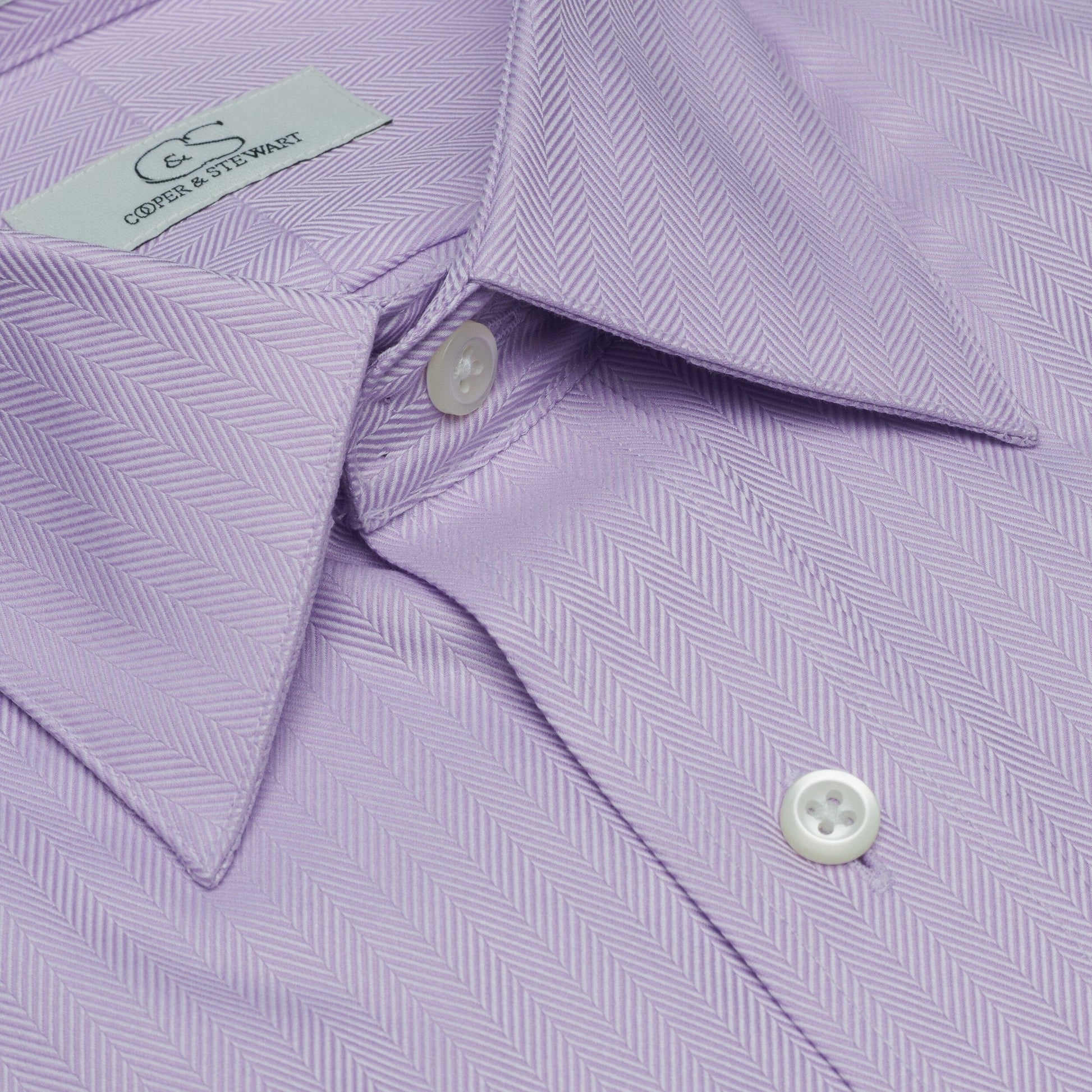 045 SC - Lavender Herringbone Spread Collar Dress Shirt Cooper and Stewart 