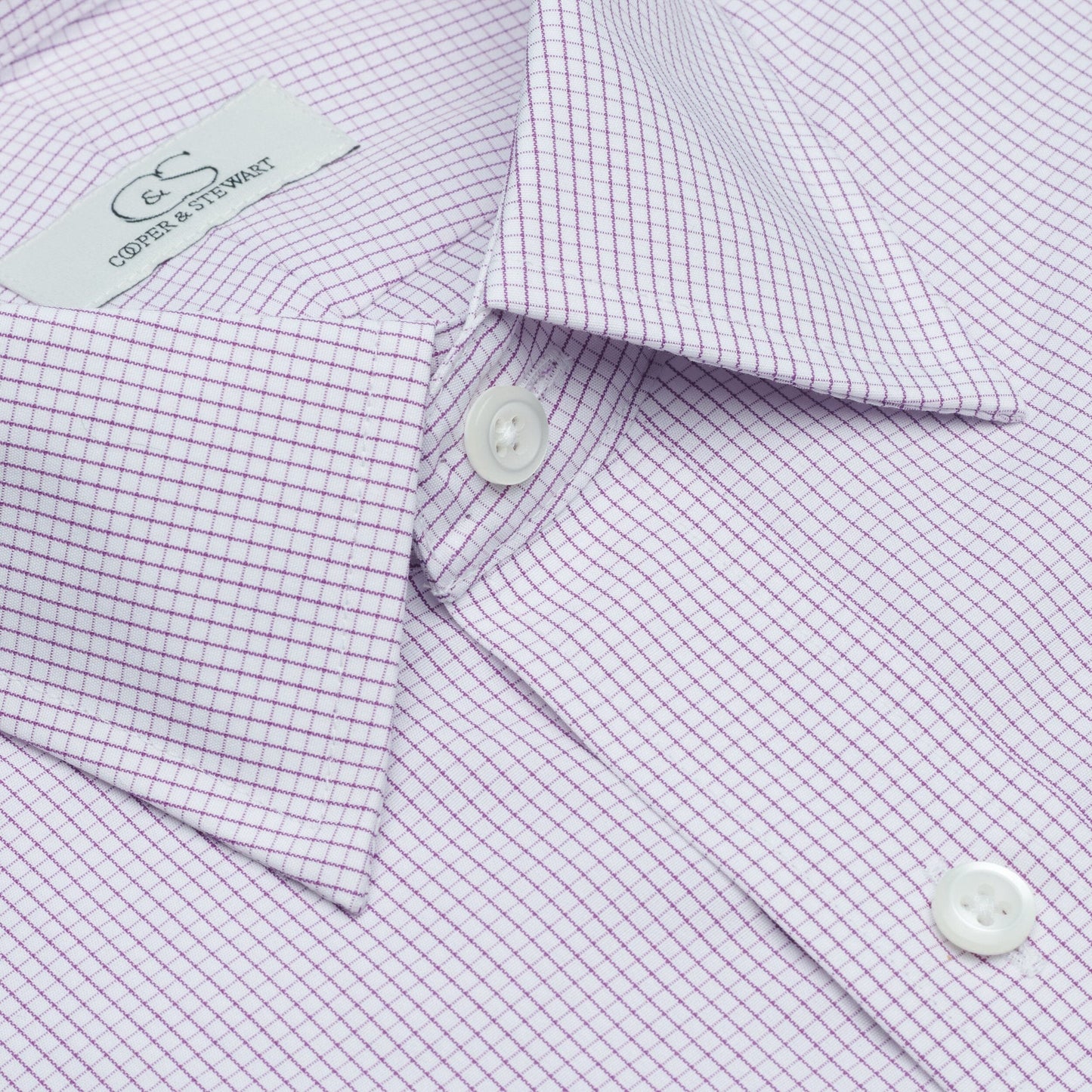 050 TF SC - Berry Graph Check Tailored Fit Spread Collar Cooper and Stewart 