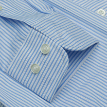 061 TF SC - Blue Satin Stripe Tailored Fit Spread Collar Cooper and Stewart 