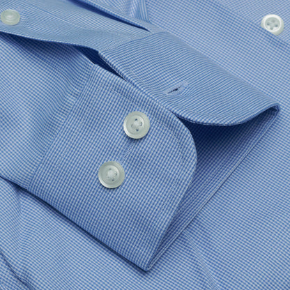 051 BD - Blue Houndstooth Button Down Collar Dress Shirt Cooper and Stewart 