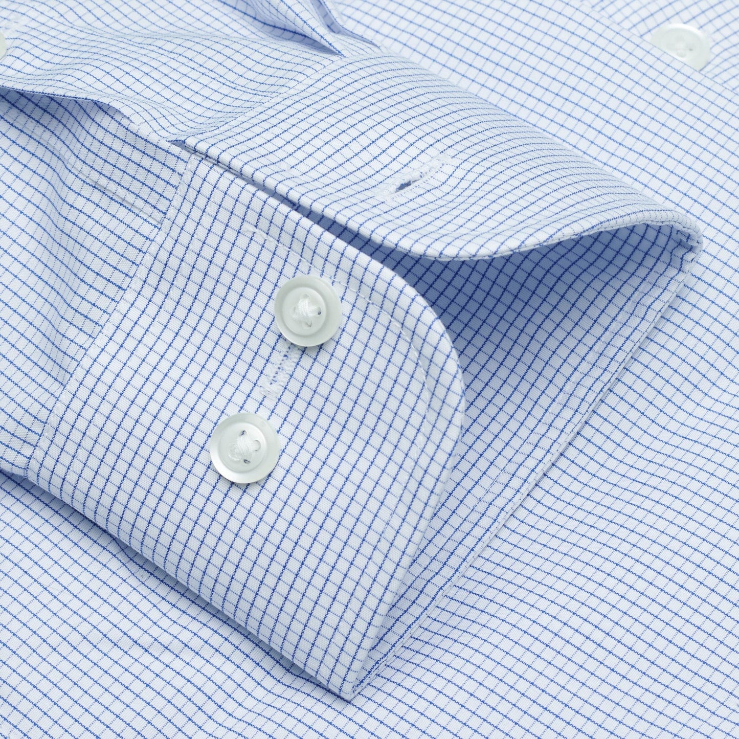 017 TF SC - Blue Graph Check Tailored Fit Spread Collar Cooper and Stewart 