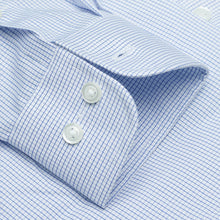 017 TF SC - Blue Graph Check Tailored Fit Spread Collar Cooper and Stewart 