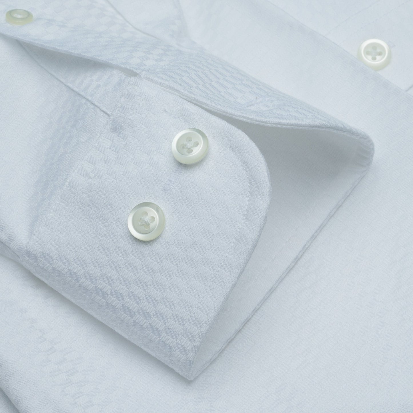043 SC - White Tonal Check Spread Collar Dress Shirt Cooper and Stewart 