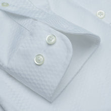 043 SC - White Tonal Check Spread Collar Dress Shirt Cooper and Stewart 
