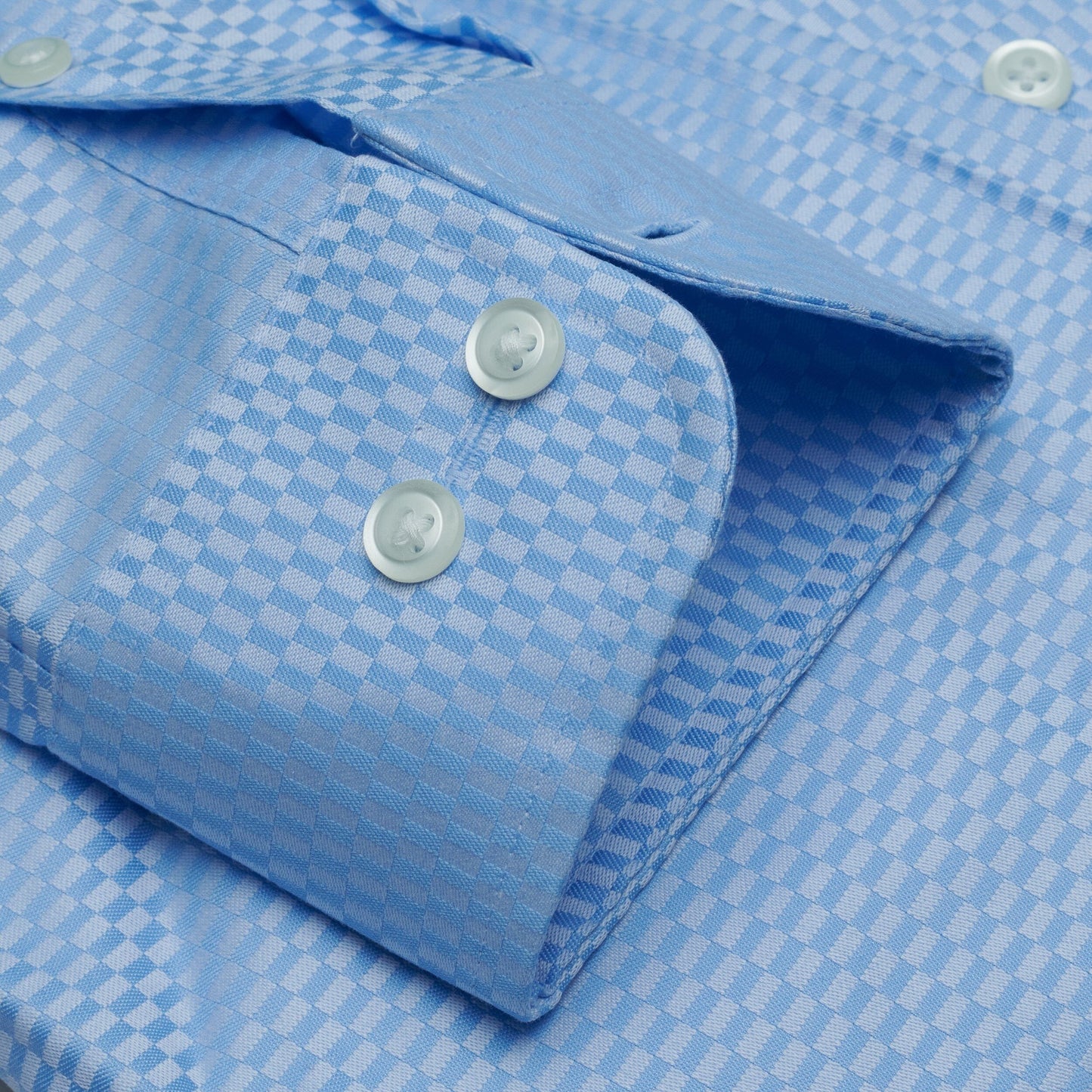 044 TF SC - Blue Tonal Check Tailored Fit Spread Collar Dress Shirt Cooper and Stewart 