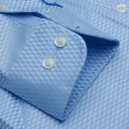 044 TF SC - Blue Tonal Check Tailored Fit Spread Collar Dress Shirt Cooper and Stewart 