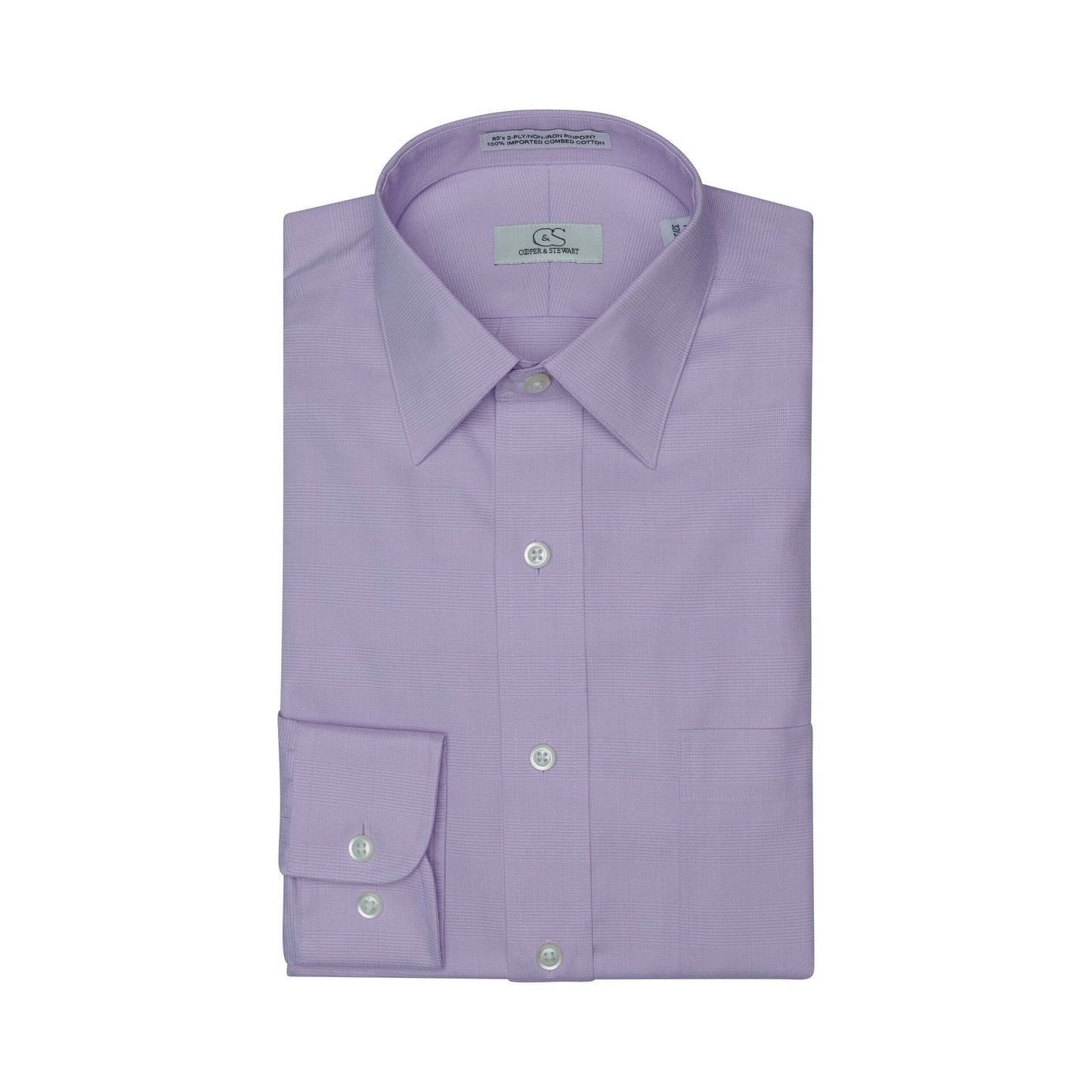 085 SC - Lavender Glen Plaid Spread Collar Dress Shirt Cooper and Stewart 