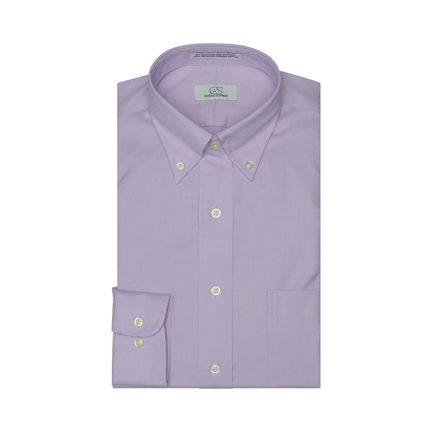 052 BD - Lavender Houndstooth Button Down Collar Dress Shirt Cooper and Stewart 