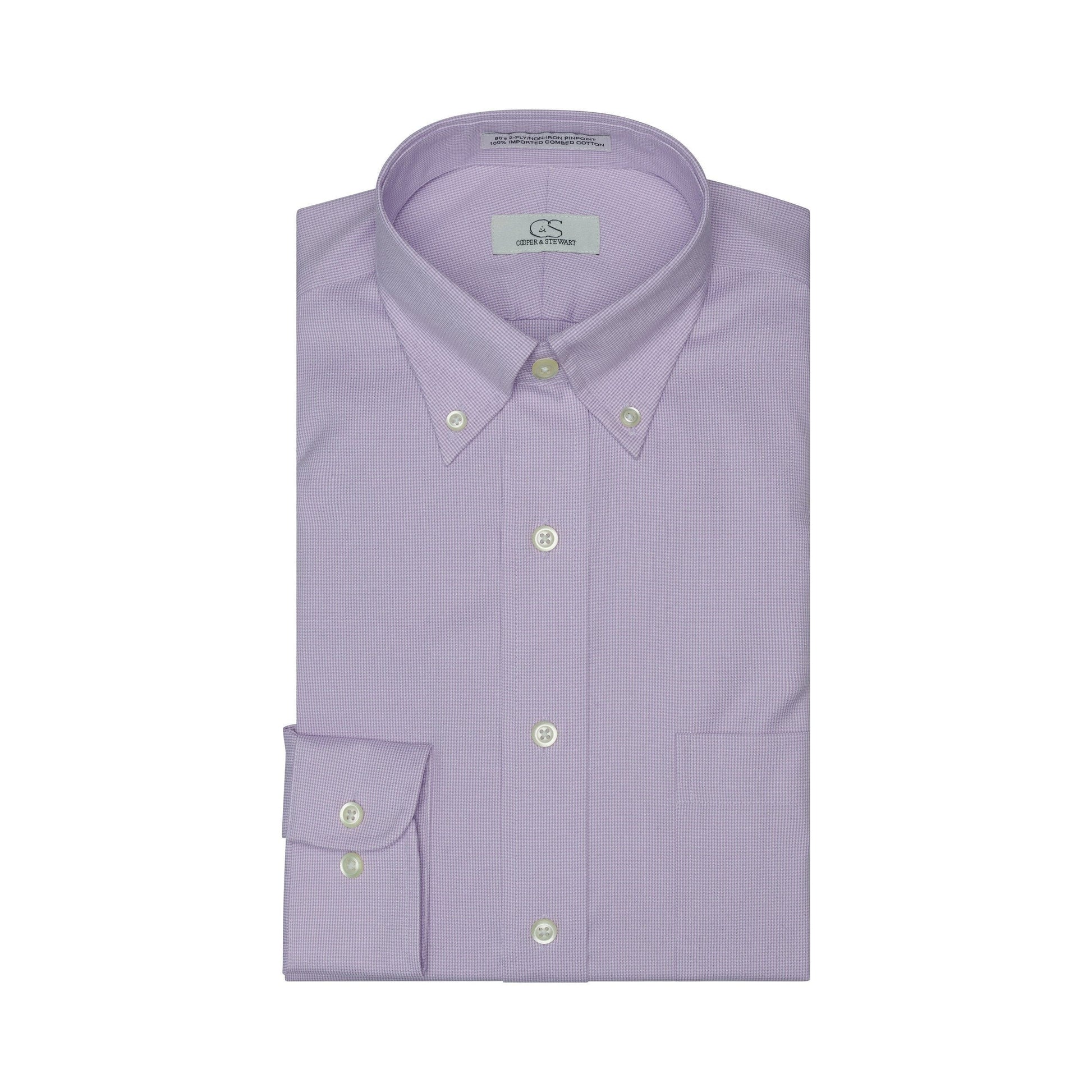 052 BD - Lavender Houndstooth Button Down Collar Dress Shirt Cooper and Stewart 