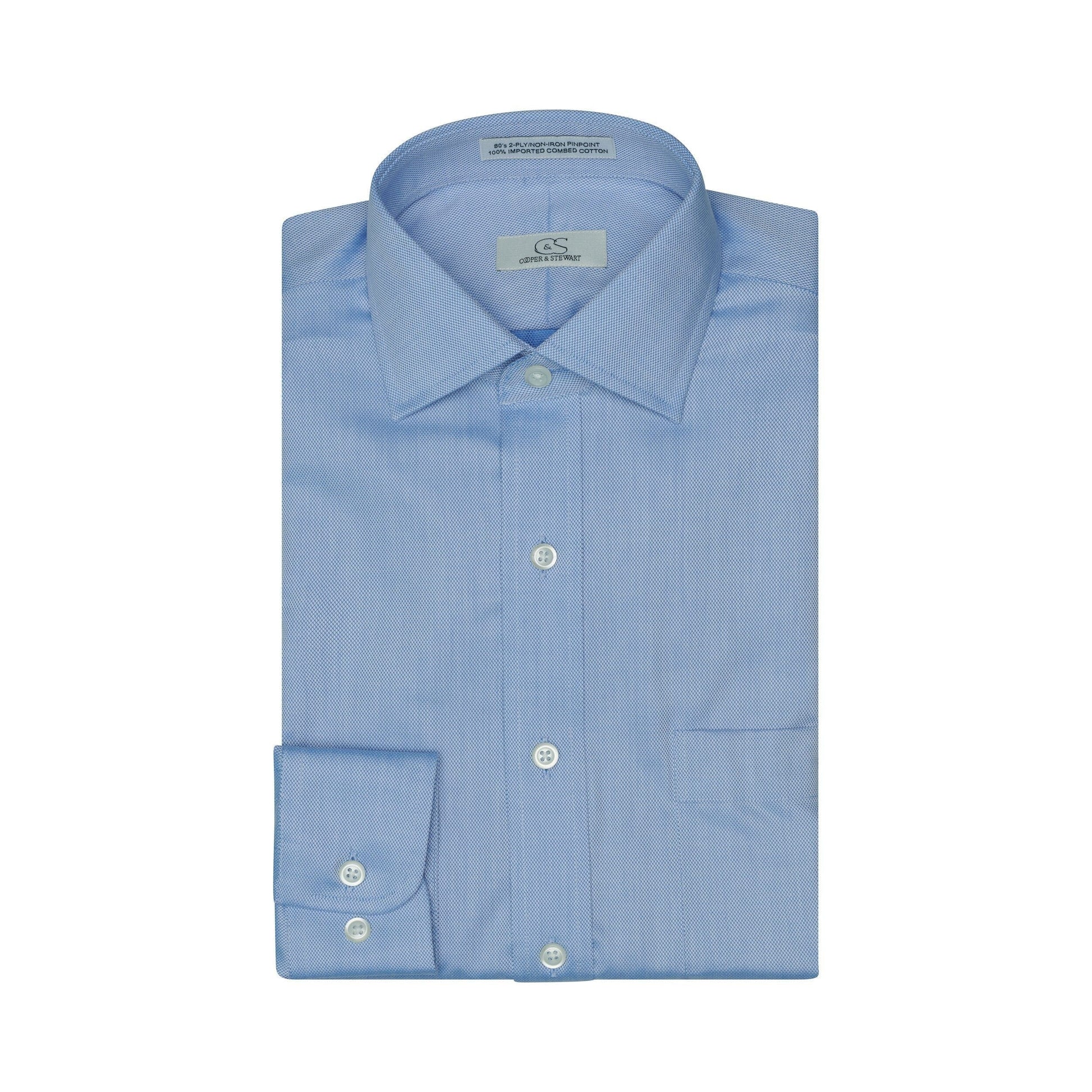 006 TF SC - Blue Royal Oxford Tailored Fit Spread Collar Dress Shirt Cooper and Stewart 