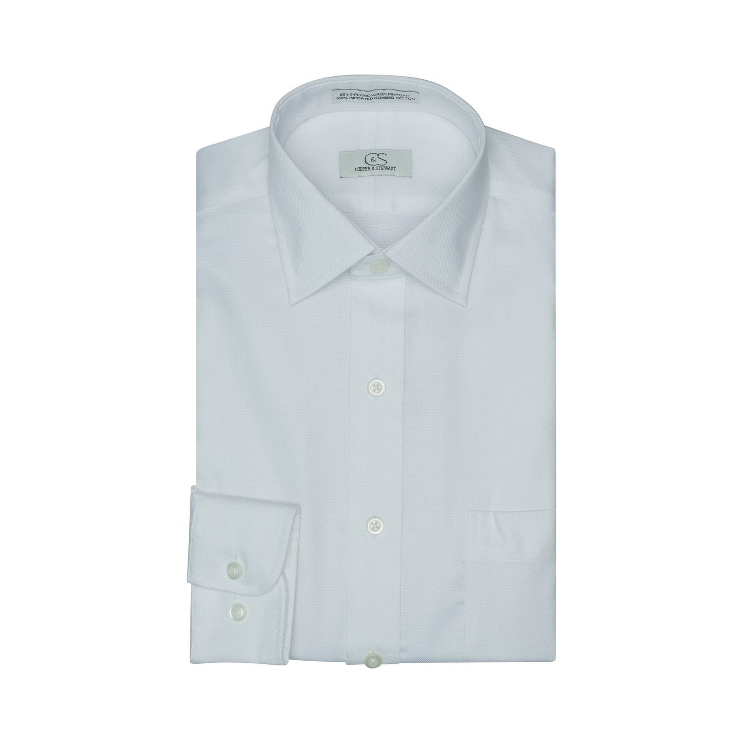 005 SC - White Royal Oxford Spread Collar Dress Shirt Cooper and Stewart 