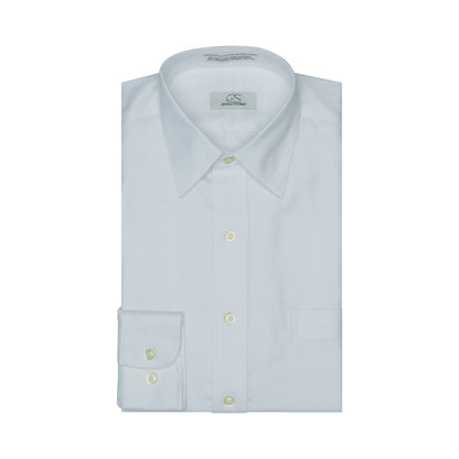 008 SC - White Herringbone Spread Collar Dress Shirt Cooper and Stewart 
