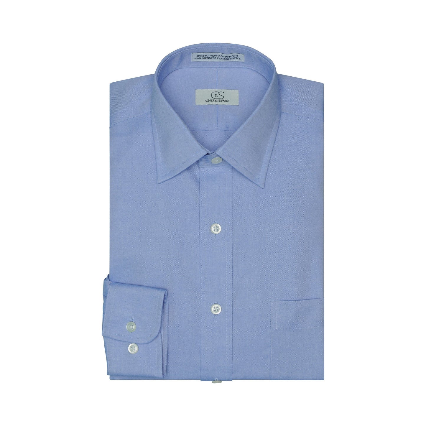 002 SC - Blue Spread Collar Dress Shirt Cooper and Stewart 