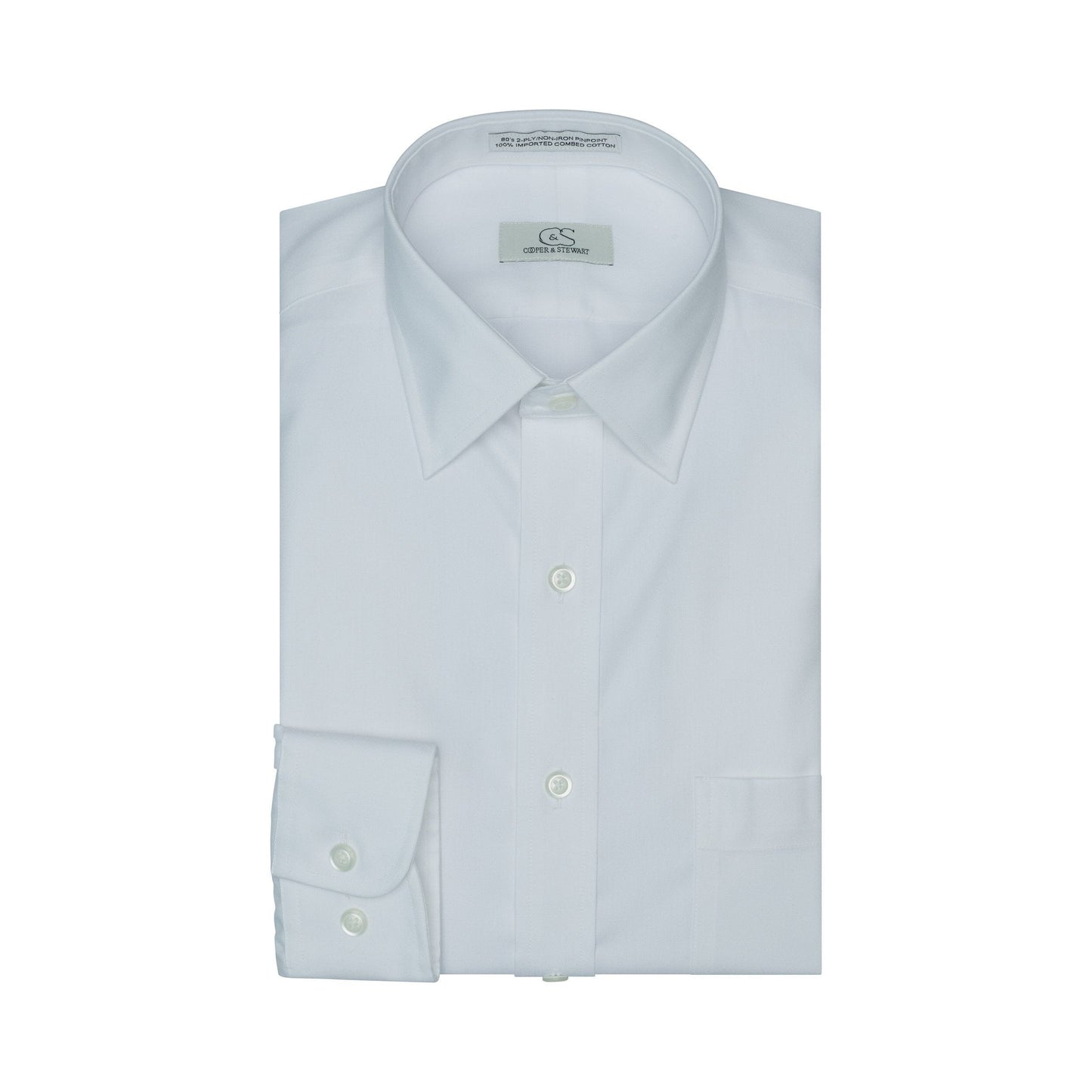 001 TF SC - White Tailored Fit Spread Collar Mens Dress Shirt Cooper and Stewart 