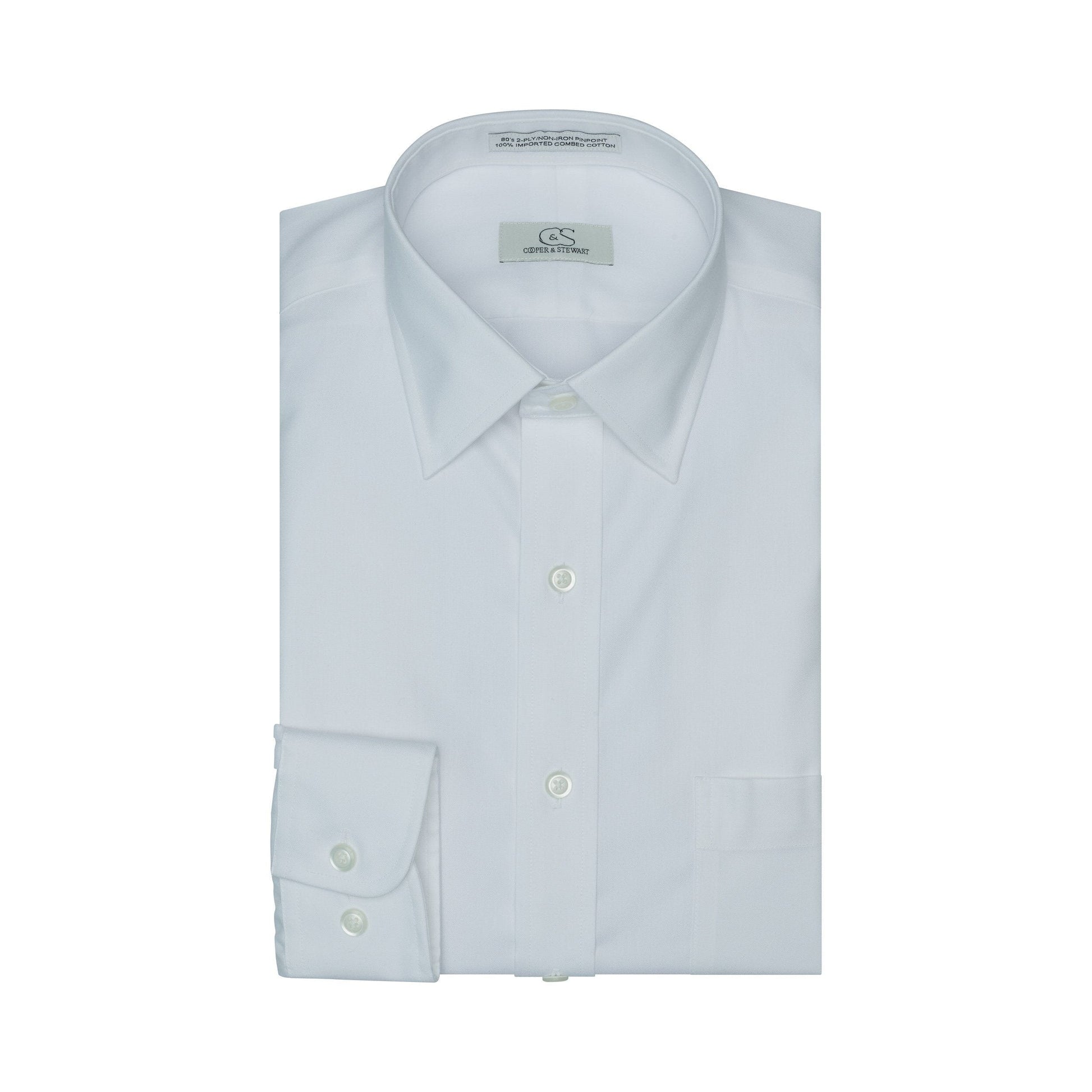 001 TF SC - White Tailored Fit Spread Collar Mens Dress Shirt Cooper and Stewart 