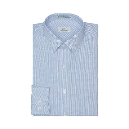 017 TF SC - Blue Graph Check Tailored Fit Spread Collar Cooper and Stewart 