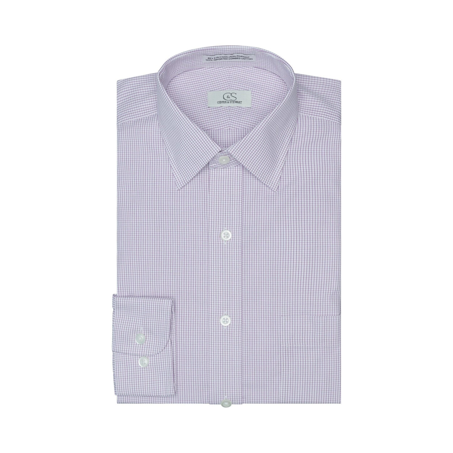 050 TF SC - Berry Graph Check Tailored Fit Spread Collar Cooper and Stewart 