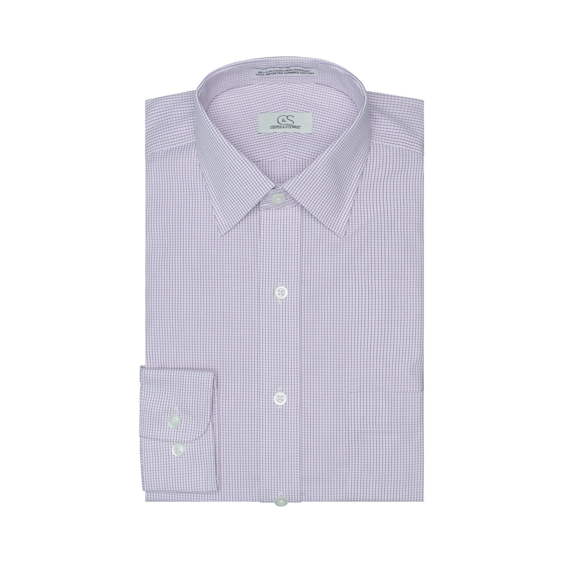 050 TF SC - Berry Graph Check Tailored Fit Spread Collar Cooper and Stewart 