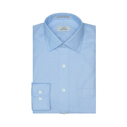 044 TF SC - Blue Tonal Check Tailored Fit Spread Collar Dress Shirt Cooper and Stewart 