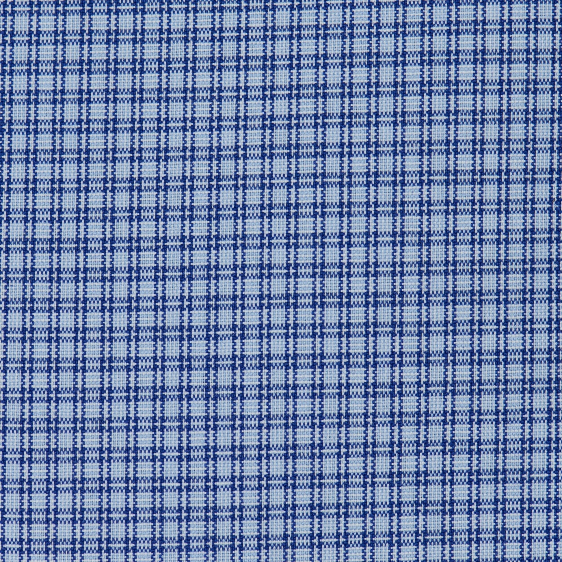 064 CP TF BD - Blue Double Line Check Tailored Fit Button Down Collar Dress Shirt Cooper and Stewart 