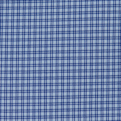 064 CP TF BD - Blue Double Line Check Tailored Fit Button Down Collar Dress Shirt Cooper and Stewart 