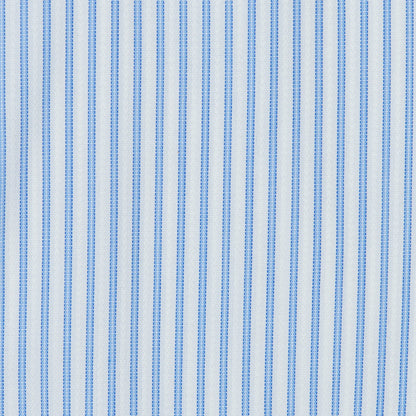 061 TF SC - Blue Satin Stripe Tailored Fit Spread Collar Cooper and Stewart 