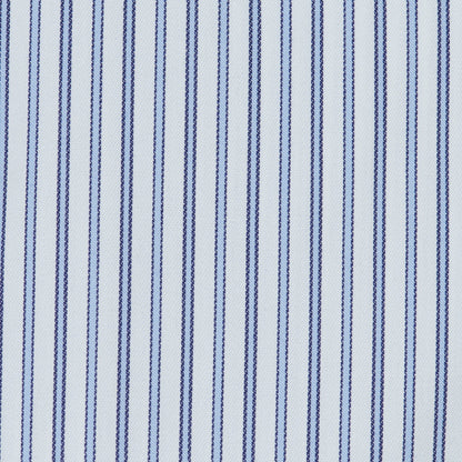 071 TF BD - White Ground Blue Stripe Tailored Fit Button Down Collar Cooper and Stewart 