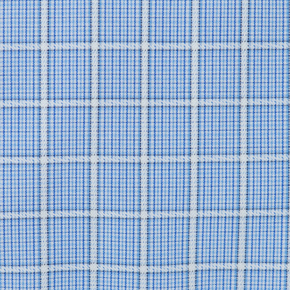 072 TF SC - Blue Overlay Check Tailored Fit Spread Collar Cooper and Stewart 