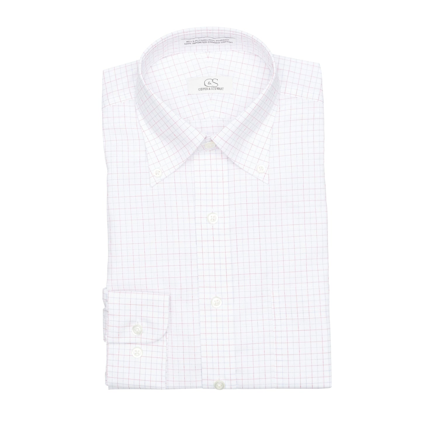 123 BD - Coral Jaspe Check Button Down Collar Cooper and Stewart 
