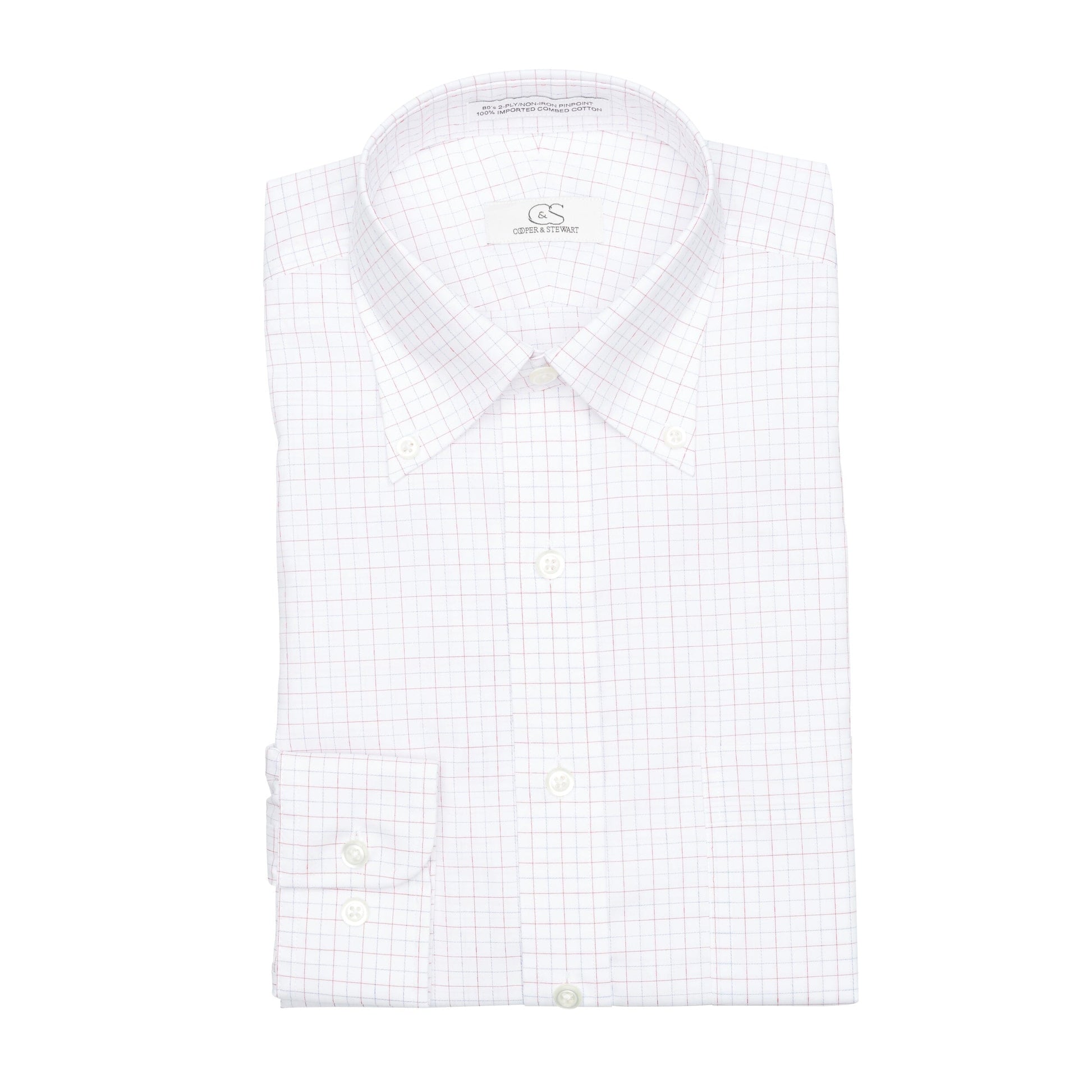 123 BD - Coral Jaspe Check Button Down Collar Cooper and Stewart 