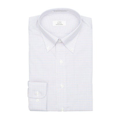 122 BD - Blue/Melon Dobby Check Button Down Collar Cooper and Stewart 