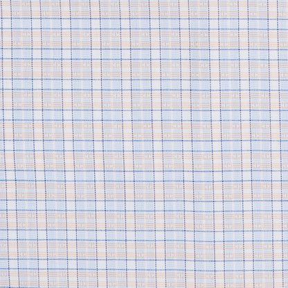 122 BD - Blue/Melon Dobby Check Button Down Collar Cooper and Stewart 