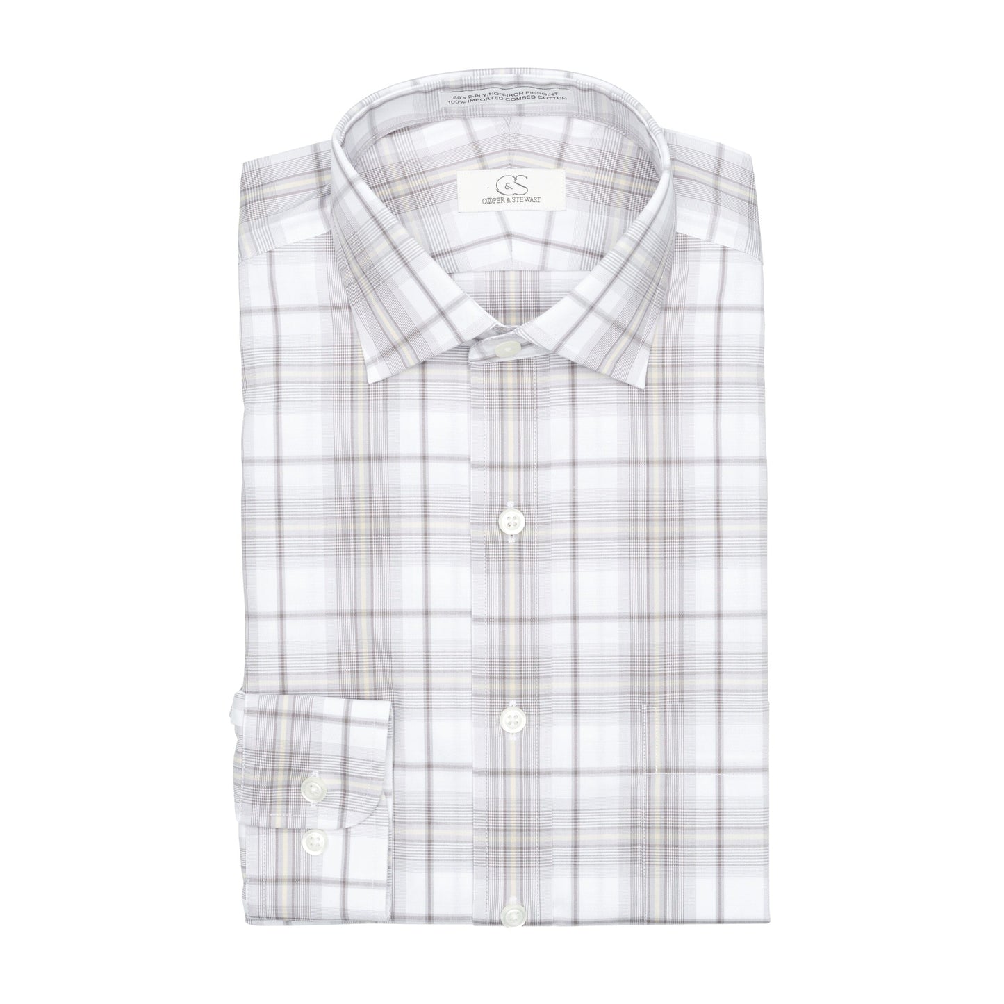 124 SC - Open Plaid Multi Spread Collar Cooper and Stewart 