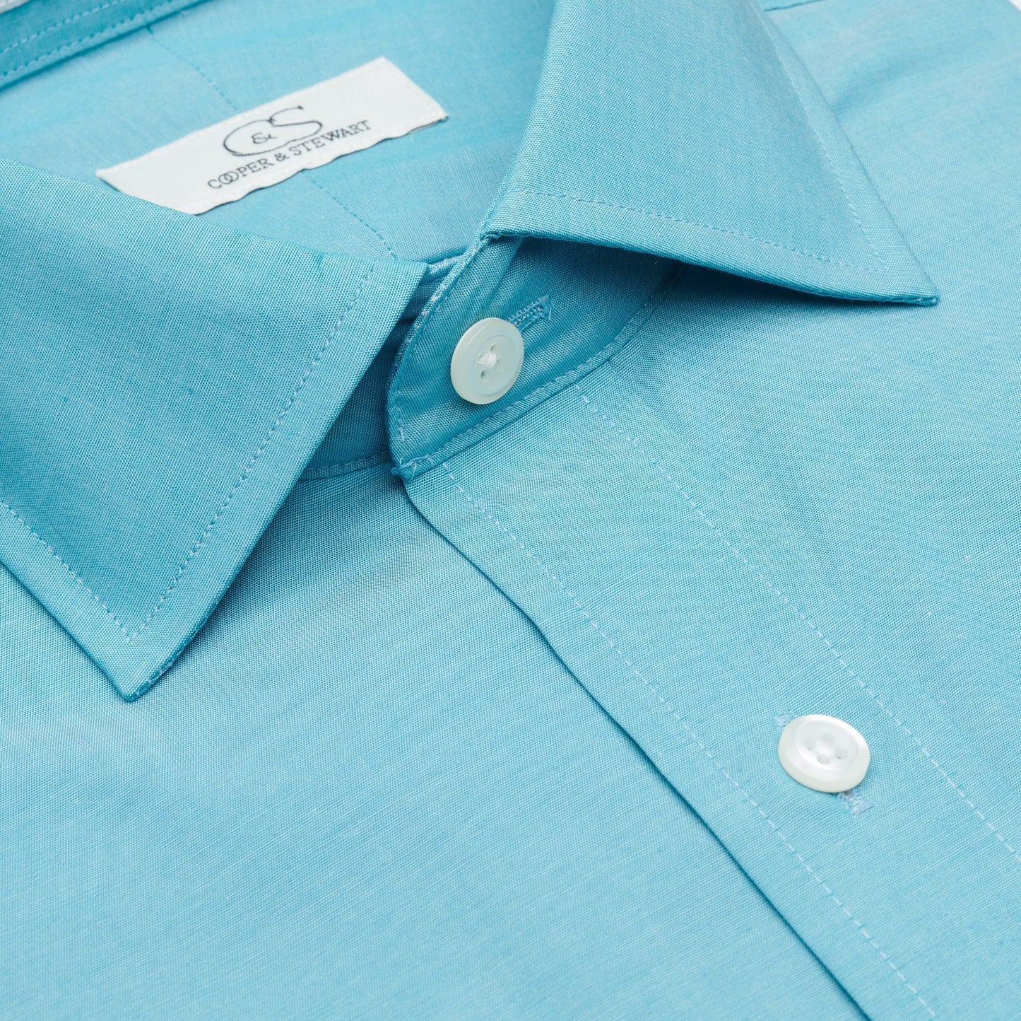 036 SC - Stretch Teal Spread Collar Dress Shirt Cooper and Stewart 