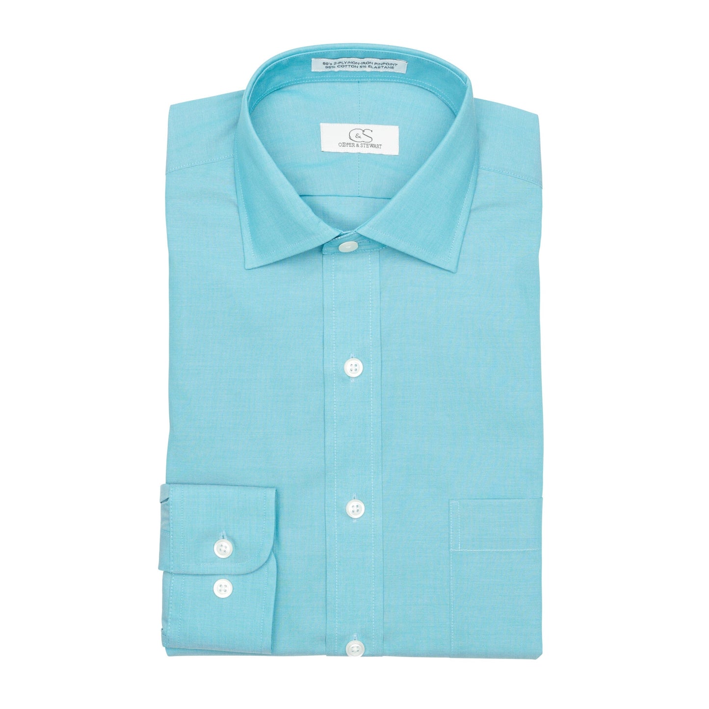 036 SC - Stretch Teal Spread Collar Dress Shirt Cooper and Stewart 