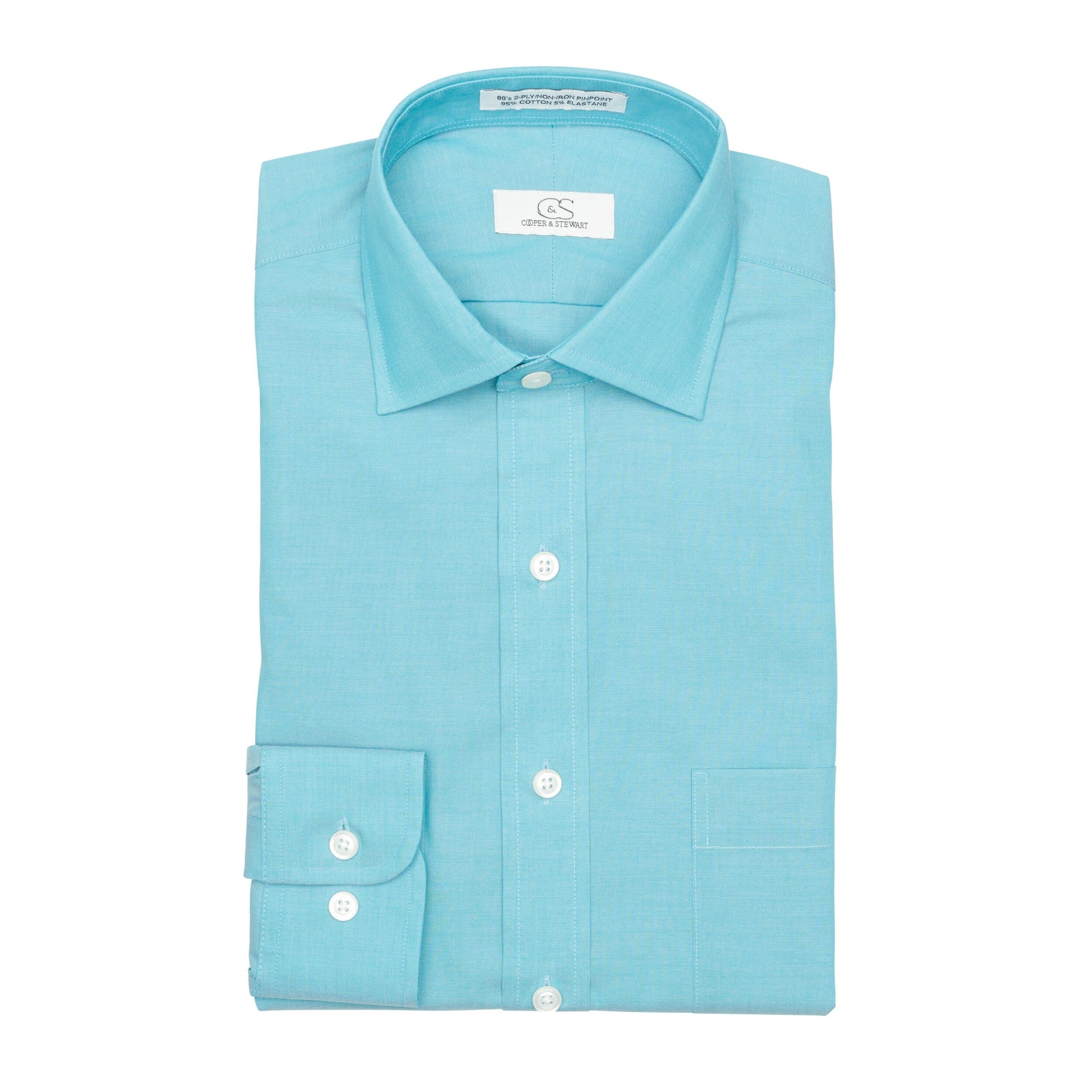 036 SC - Stretch Teal Spread Collar Dress Shirt Cooper and Stewart 